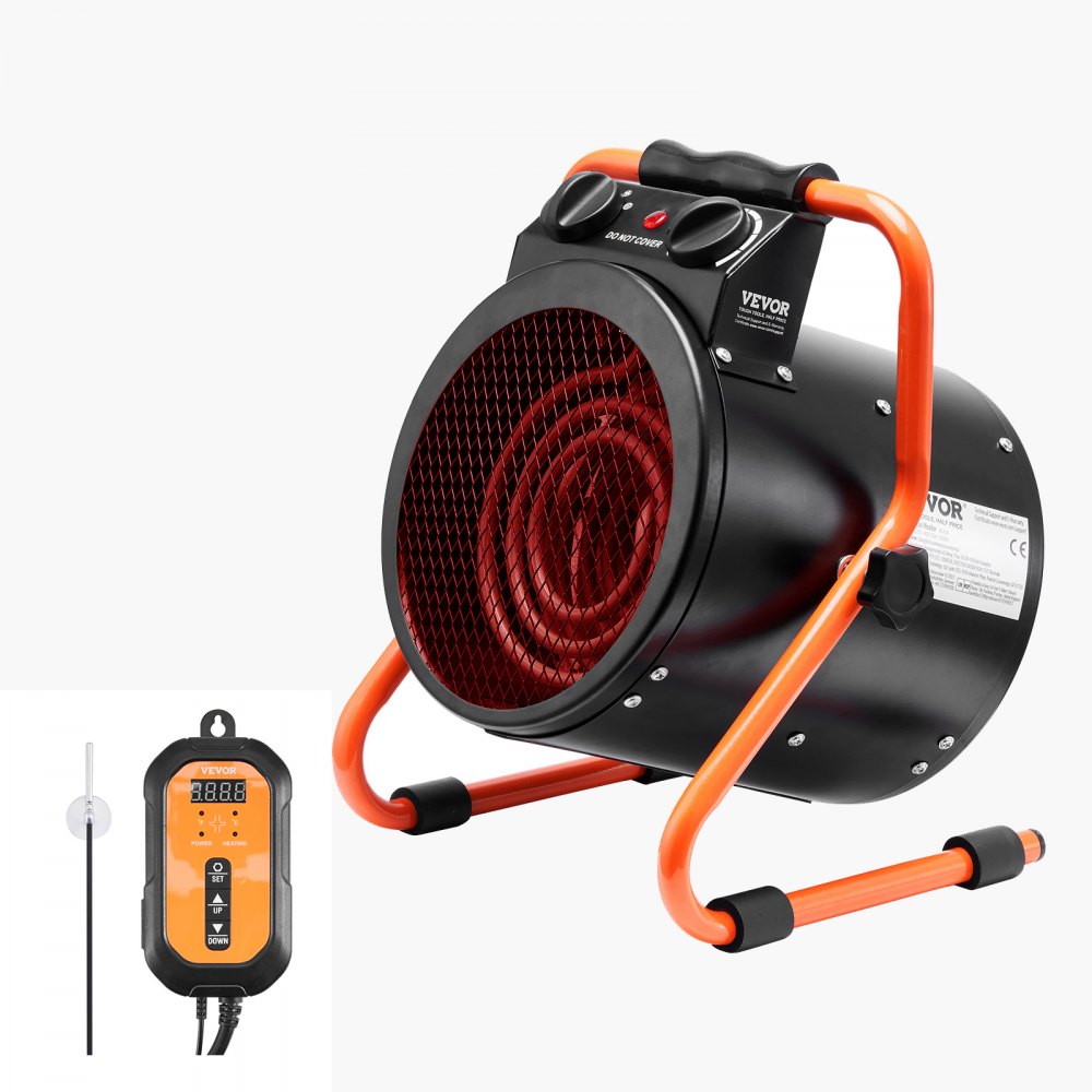 Greenhouse Heater with Thermostat, 1500W Fast Heating with Overheat Protection, 2-Speed Setting Small Grow Tent Heater, Electric Portable Heater Fan for Green House, Flower Room, Workplace