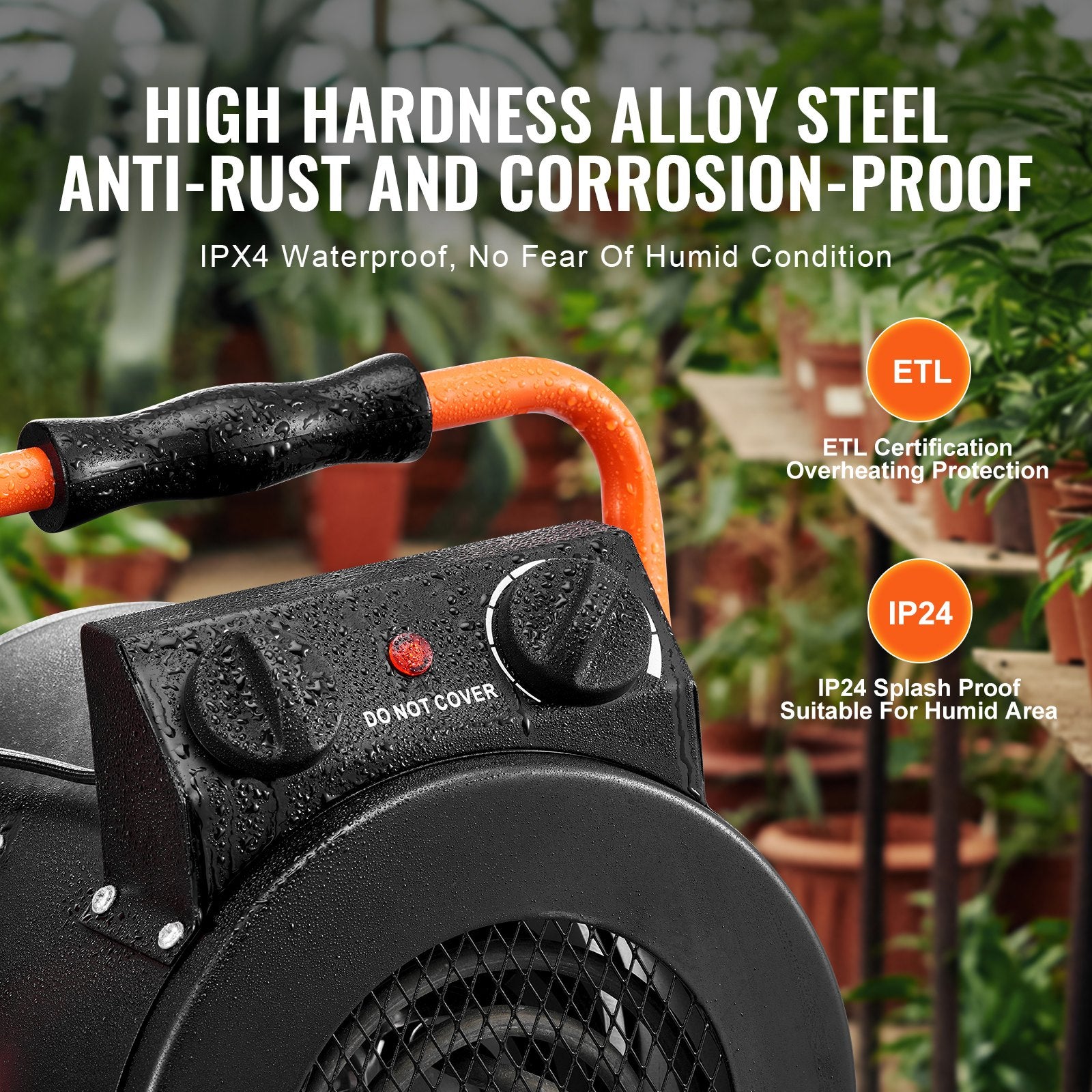 Greenhouse Heater with Thermostat, 1500W Fast Heating with Overheat Protection, 2-Speed Setting Small Grow Tent Heater, Electric Portable Heater Fan for Green House, Flower Room, Workplace