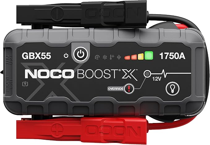 GBX55: 1750A UltraSafe Jump Starter – 12V Lithium Battery Booster Pack, Portable Jump Box, Power Bank & Jumper Cables - for 7.5L Gas and 5.0L Diesel Engines